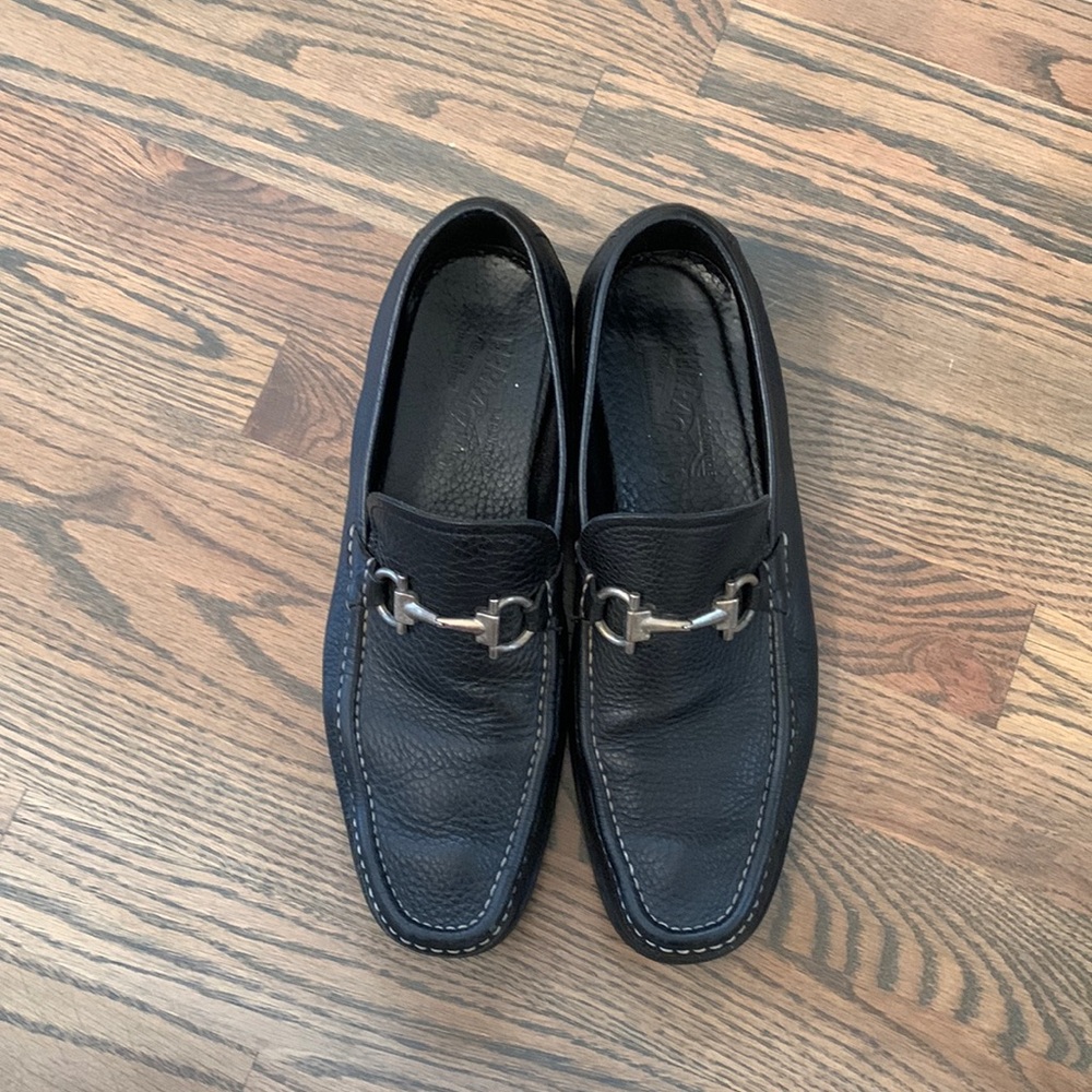 Mens Black Ferragamo loafers size 10